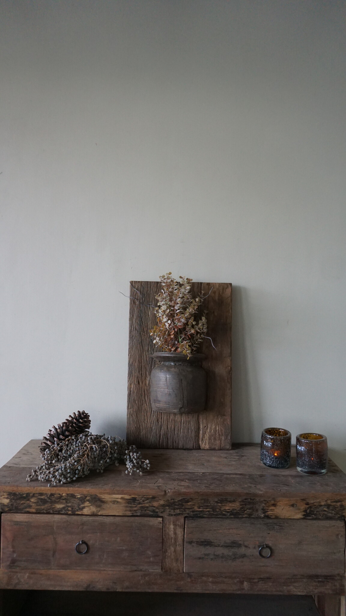 Rene Houtman Wandpaneel Met Vaas/Kruik | Houten Lijst | Nr 18 | H55,5xB35 cm