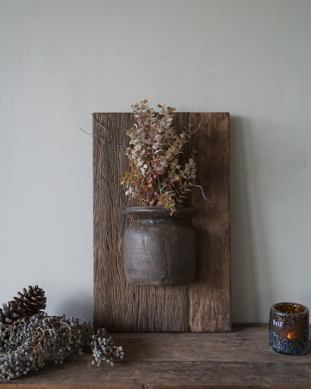 Rene Houtman Wandpaneel Met Vaas/Kruik | Houten Lijst | Nr 18 | H55,5xB35 cm