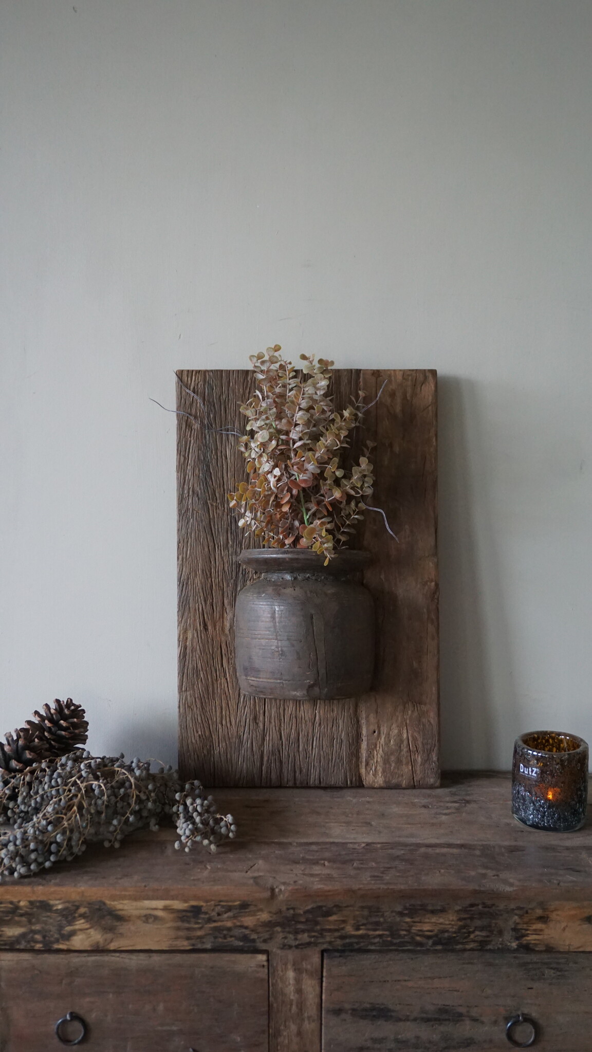Rene Houtman Wandpaneel Met Vaas/Kruik | Houten Lijst | Nr 18 | H55,5xB35 cm