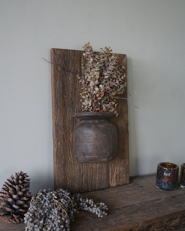 Rene Houtman Wandpaneel Met Vaas/Kruik | Houten Lijst | Nr 18 | H55,5xB35 cm