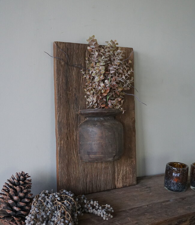 Rene Houtman Wandpaneel Met Vaas/Kruik | Houten Lijst | Nr 18 | H55,5xB35 cm