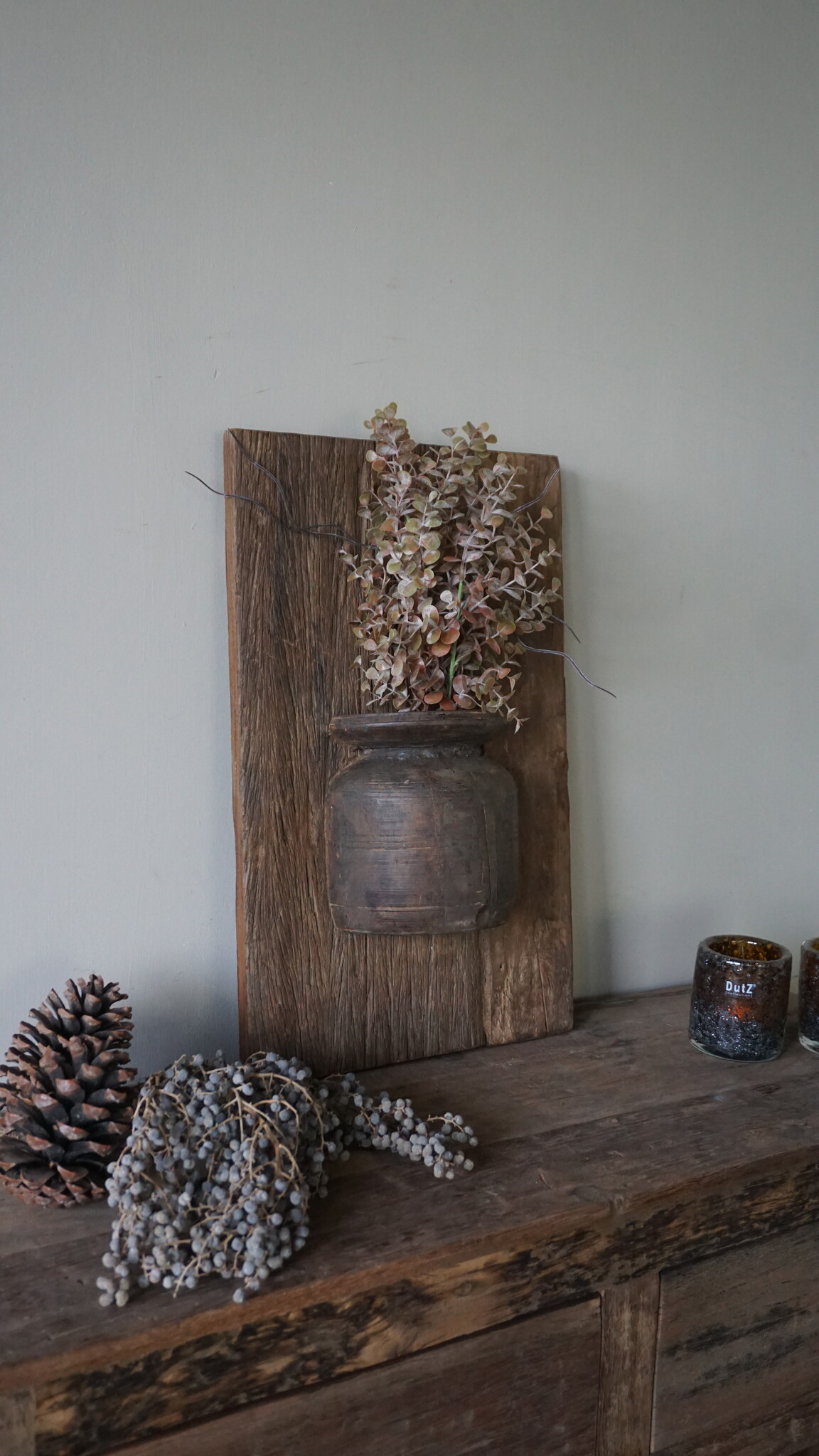 Rene Houtman Wandpaneel Met Vaas/Kruik | Houten Lijst | Nr 18 | H55,5xB35 cm