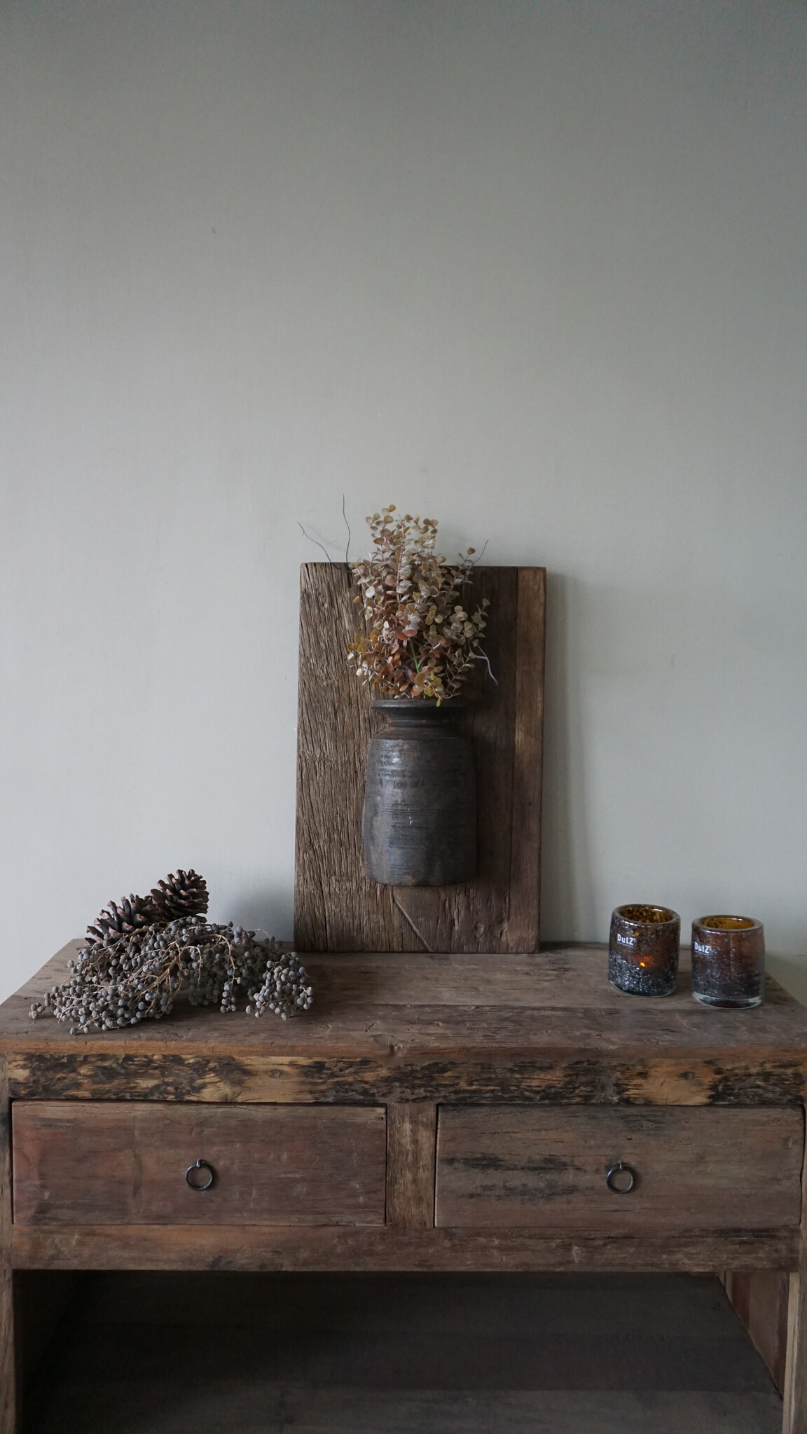 Rene Houtman Wandpaneel Met Vaas/Kruik | Houten Lijst | Nr 19 | H56xB35,5 cm