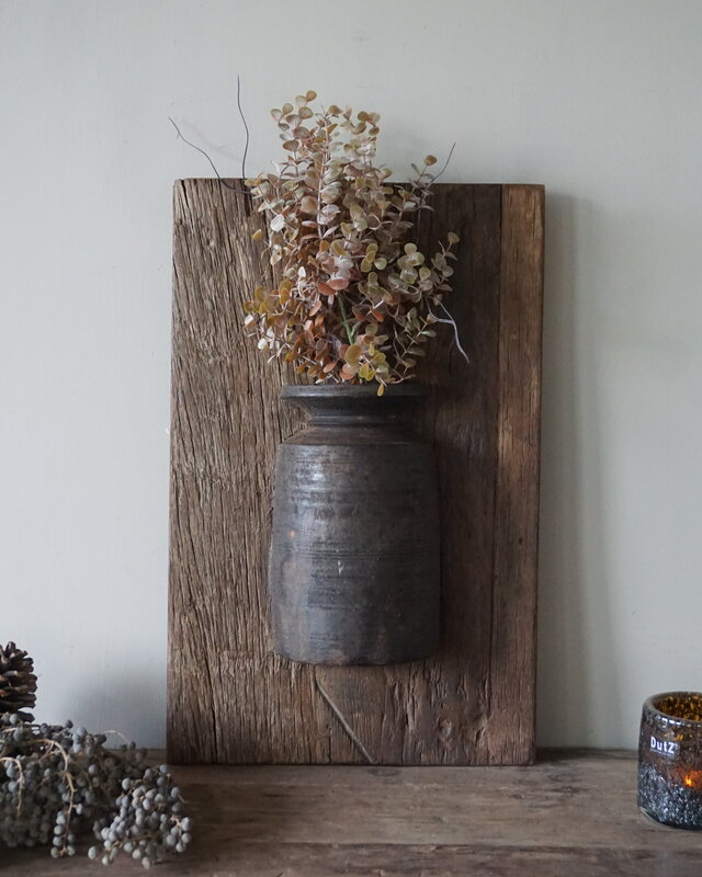 Rene Houtman Wandpaneel Met Vaas/Kruik | Houten Lijst | Nr 19 | H56xB35,5 cm