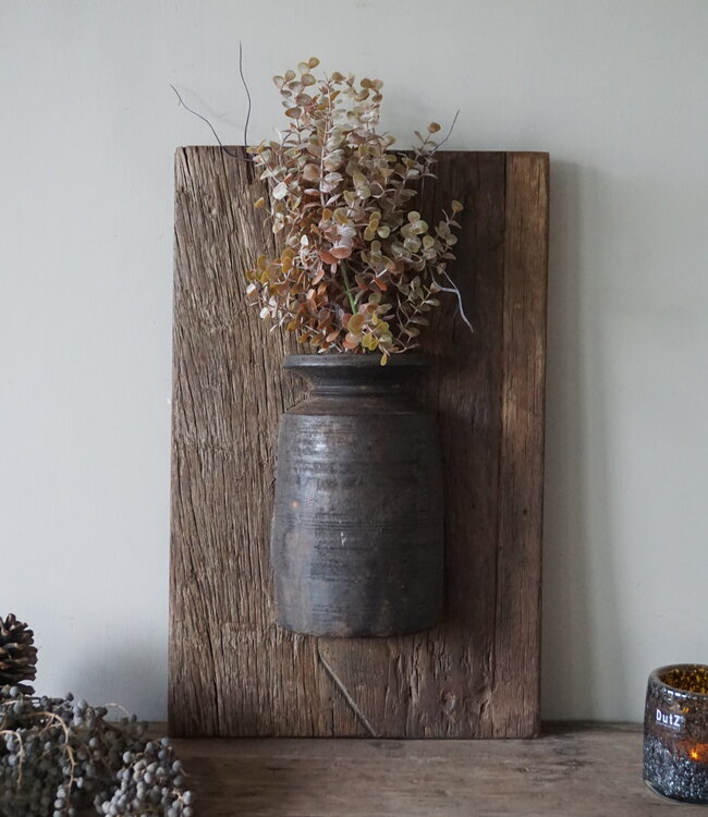 Rene Houtman Wandpaneel Met Vaas/Kruik | Houten Lijst | Nr 19 | H56xB35,5 cm