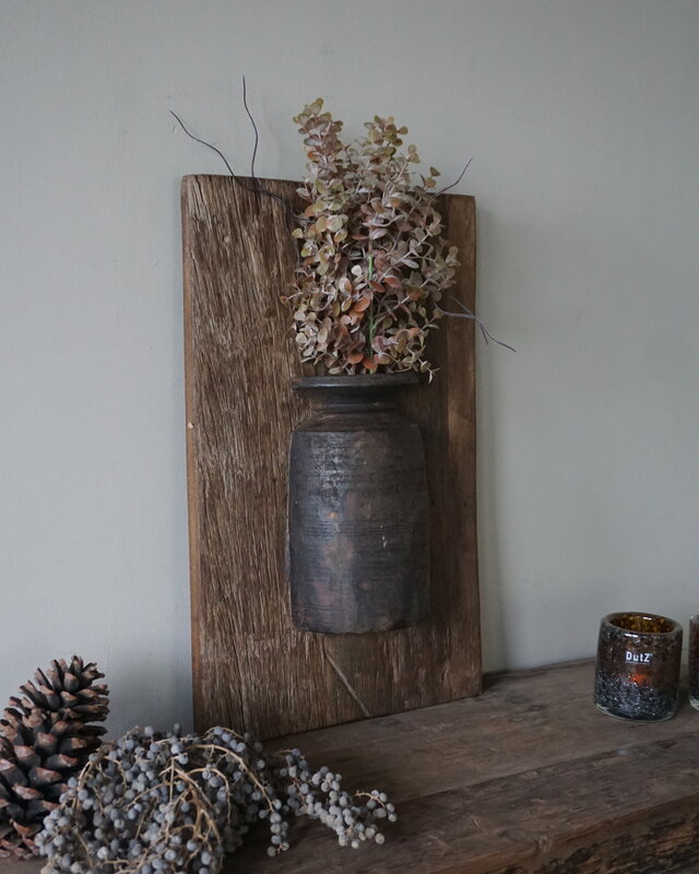 Rene Houtman Wandpaneel Met Vaas/Kruik | Houten Lijst | Nr 19 | H56xB35,5 cm