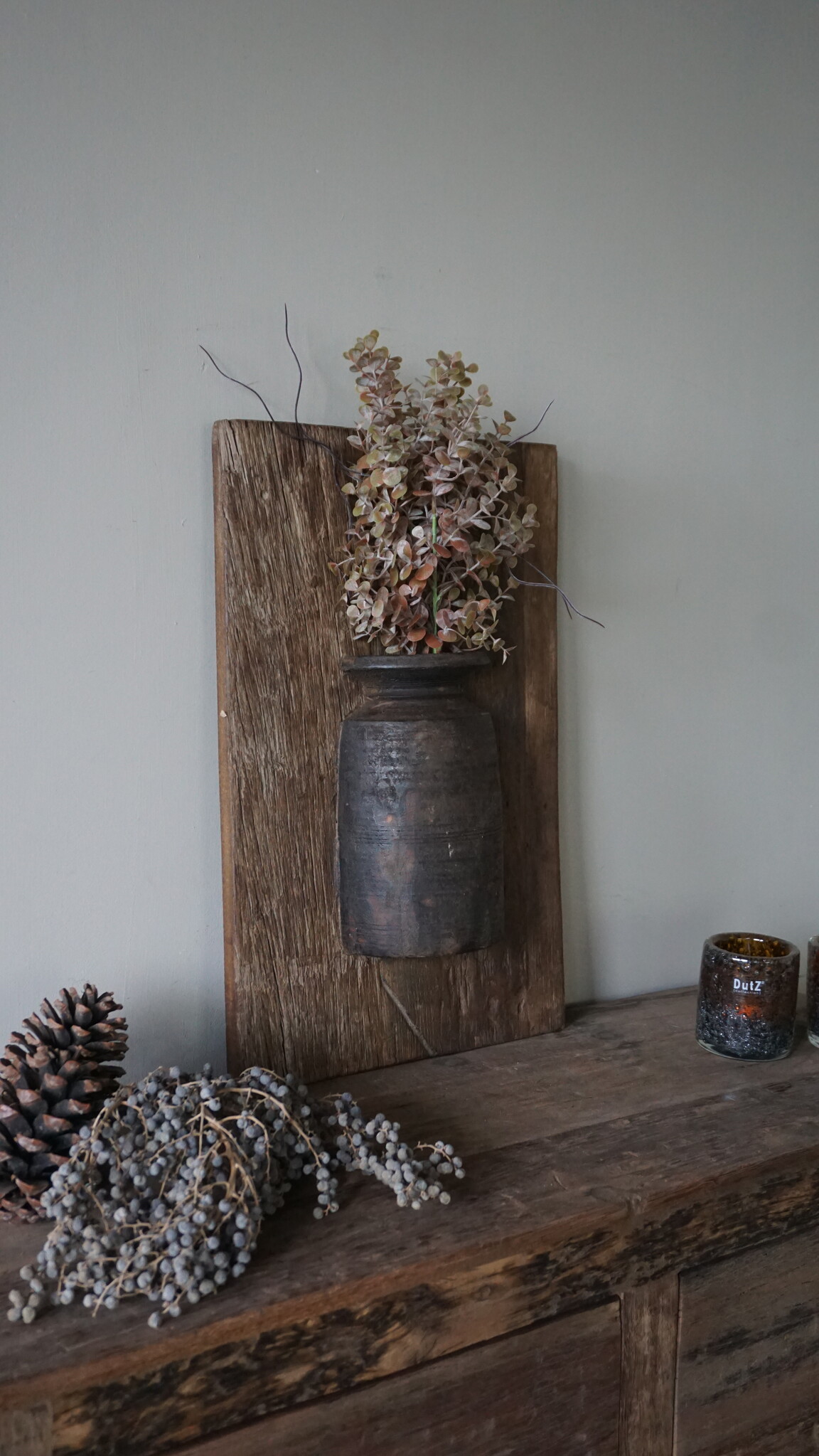 Rene Houtman Wandpaneel Met Vaas/Kruik | Houten Lijst | Nr 19 | H56xB35,5 cm