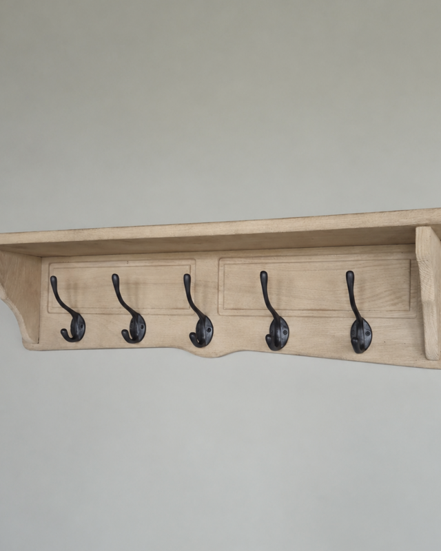 Rene Houtman Kapstok Eikenhout 5-Haaks Gezandstraald B98 x H23 x D21 Cm