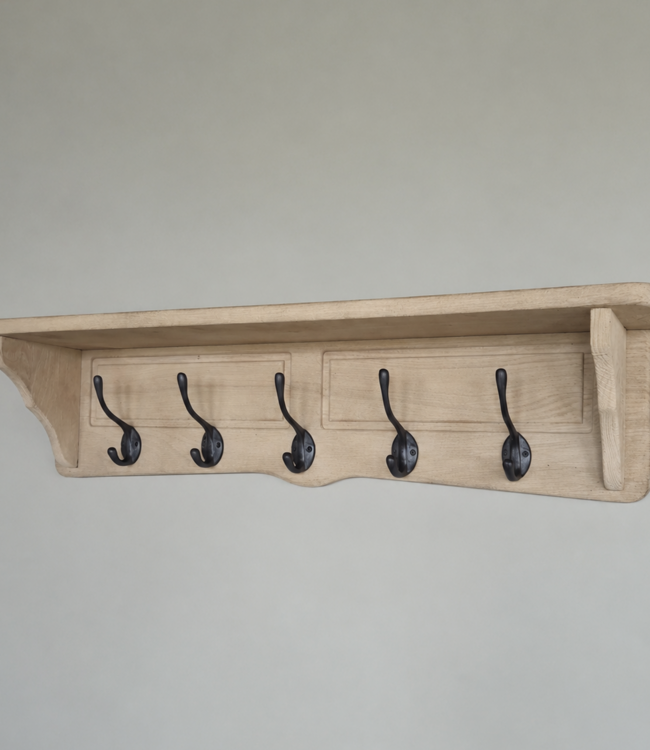 Rene Houtman Kapstok Eikenhout 5-Haaks Gezandstraald B98 x H23 x D21 Cm