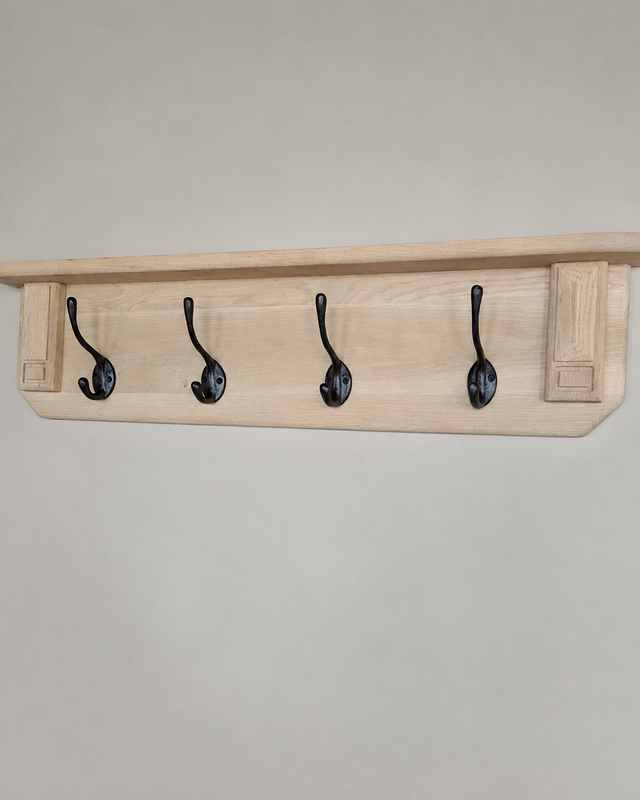 Rene Houtman Kapstok Eikenhout 4-Haaks Gezandstraald B97 x H23 x D9 Cm