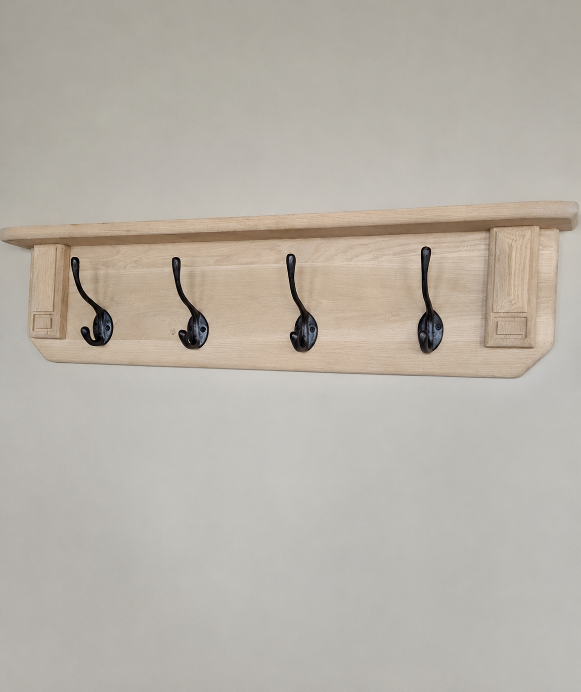 Rene Houtman Kapstok Eikenhout 4-Haaks Gezandstraald B97 x H23 x D9 Cm