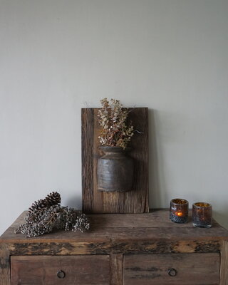 Rene Houtman Wandpaneel Met Vaas/Kruik | Houten Lijst | Nr 20 | H56,5xB36 cm