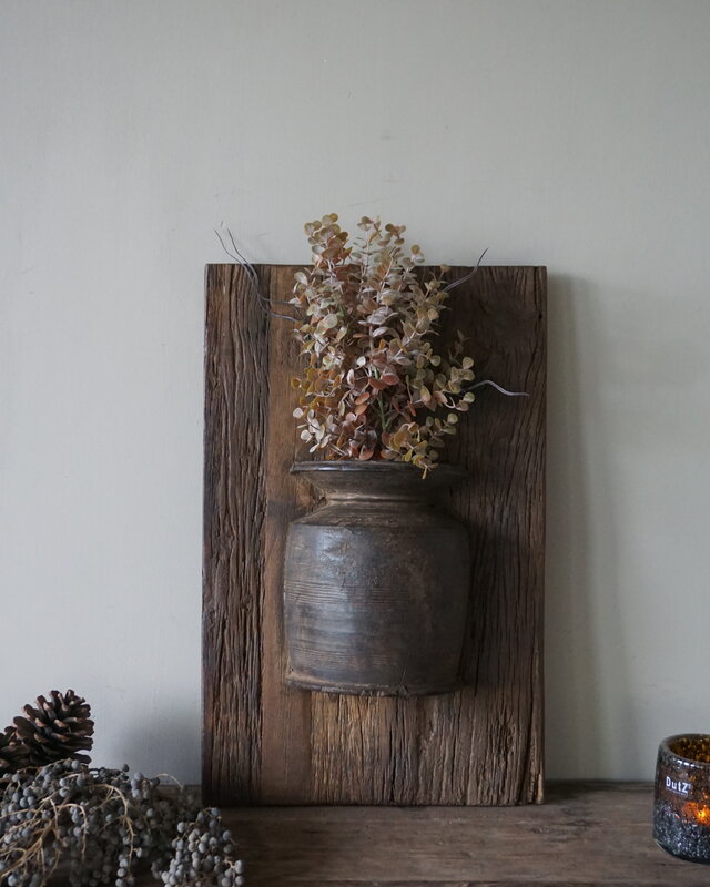 Rene Houtman Wandpaneel Met Vaas/Kruik | Houten Lijst | Nr 20 | H56,5xB36 cm