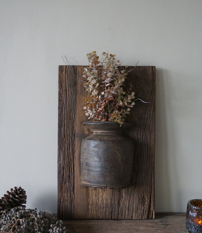 Rene Houtman Wandpaneel Met Vaas/Kruik | Houten Lijst | Nr 20 | H56,5xB36 cm