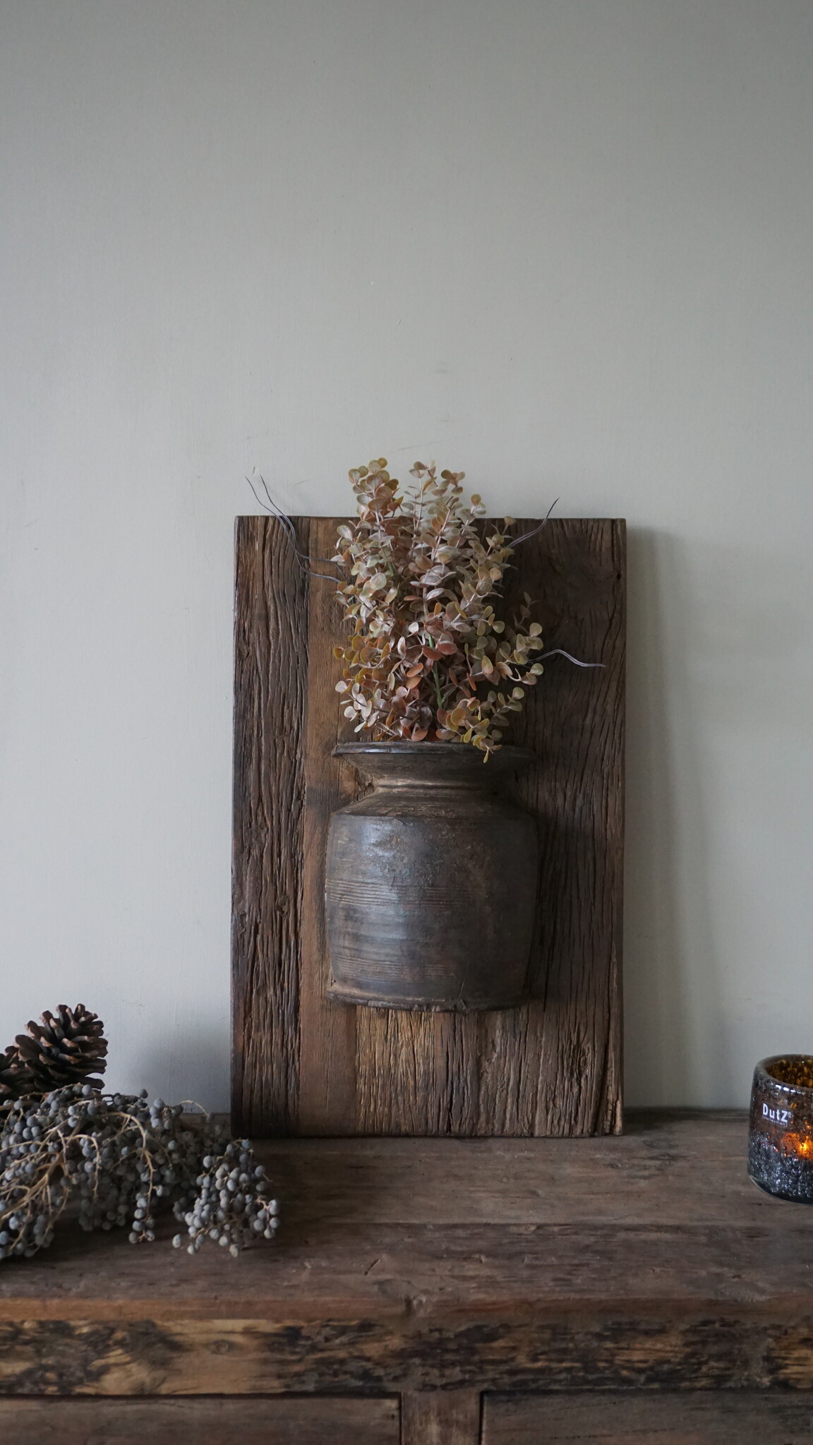Rene Houtman Wandpaneel Met Vaas/Kruik | Houten Lijst | Nr 20 | H56,5xB36 cm