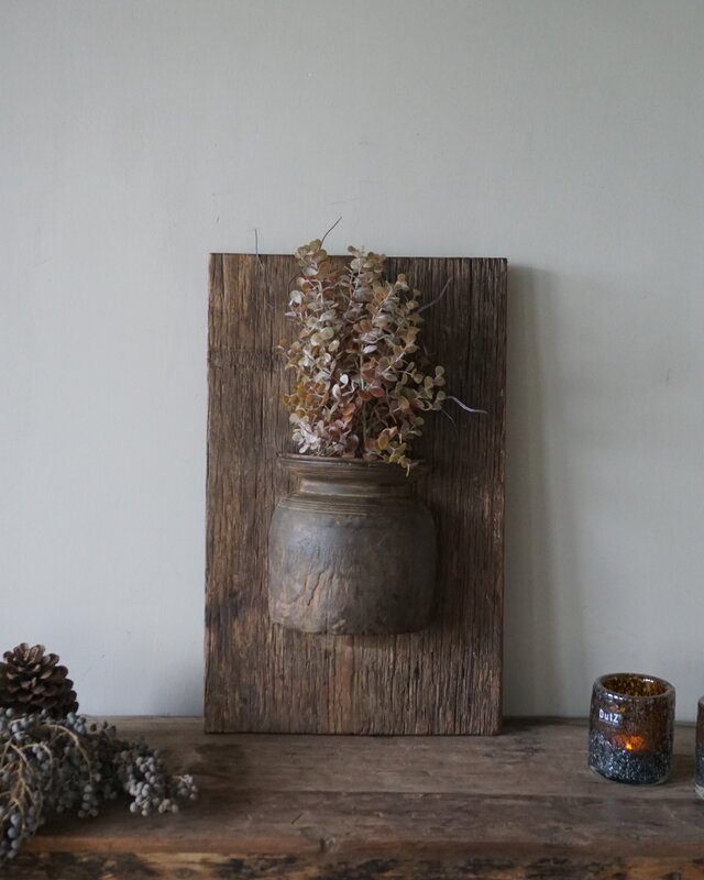 Rene Houtman Wandpaneel Met Vaas/Kruik | Houten Lijst | Nr 21 | H56xB35 cm