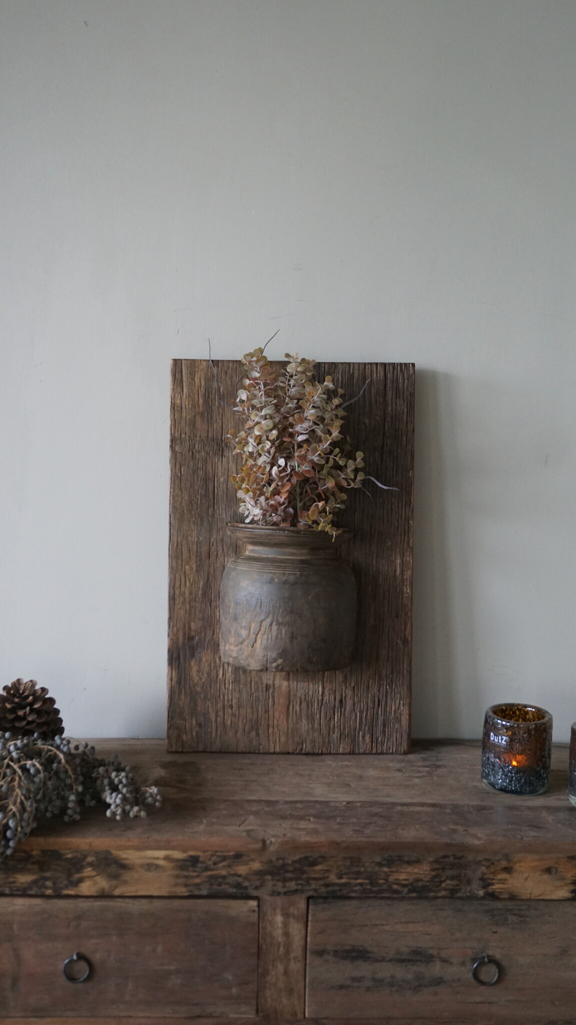 Rene Houtman Wandpaneel Met Vaas/Kruik | Houten Lijst | Nr 21 | H56xB35 cm