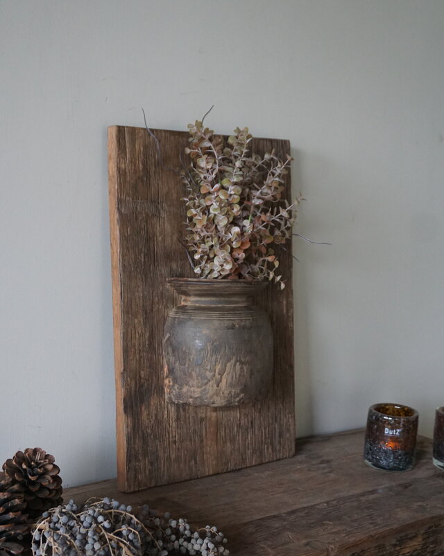 Rene Houtman Wandpaneel Met Vaas/Kruik | Houten Lijst | Nr 21 | H56xB35 cm