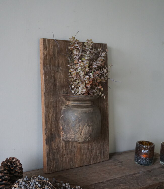 Rene Houtman Wandpaneel Met Vaas/Kruik | Houten Lijst | Nr 21 | H56xB35 cm