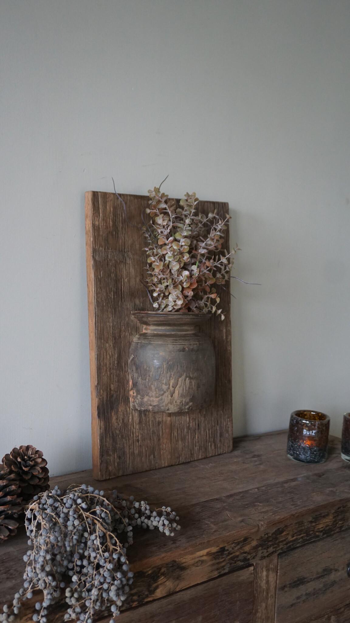 Rene Houtman Wandpaneel Met Vaas/Kruik | Houten Lijst | Nr 21 | H56xB35 cm