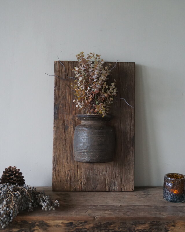 Rene Houtman Wandpaneel Met Vaas/Kruik | Houten Lijst | Nr 22 | H56xB35,5 cm
