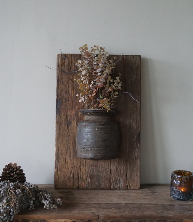Rene Houtman Wandpaneel Met Vaas/Kruik | Houten Lijst | Nr 22 | H56xB35,5 cm
