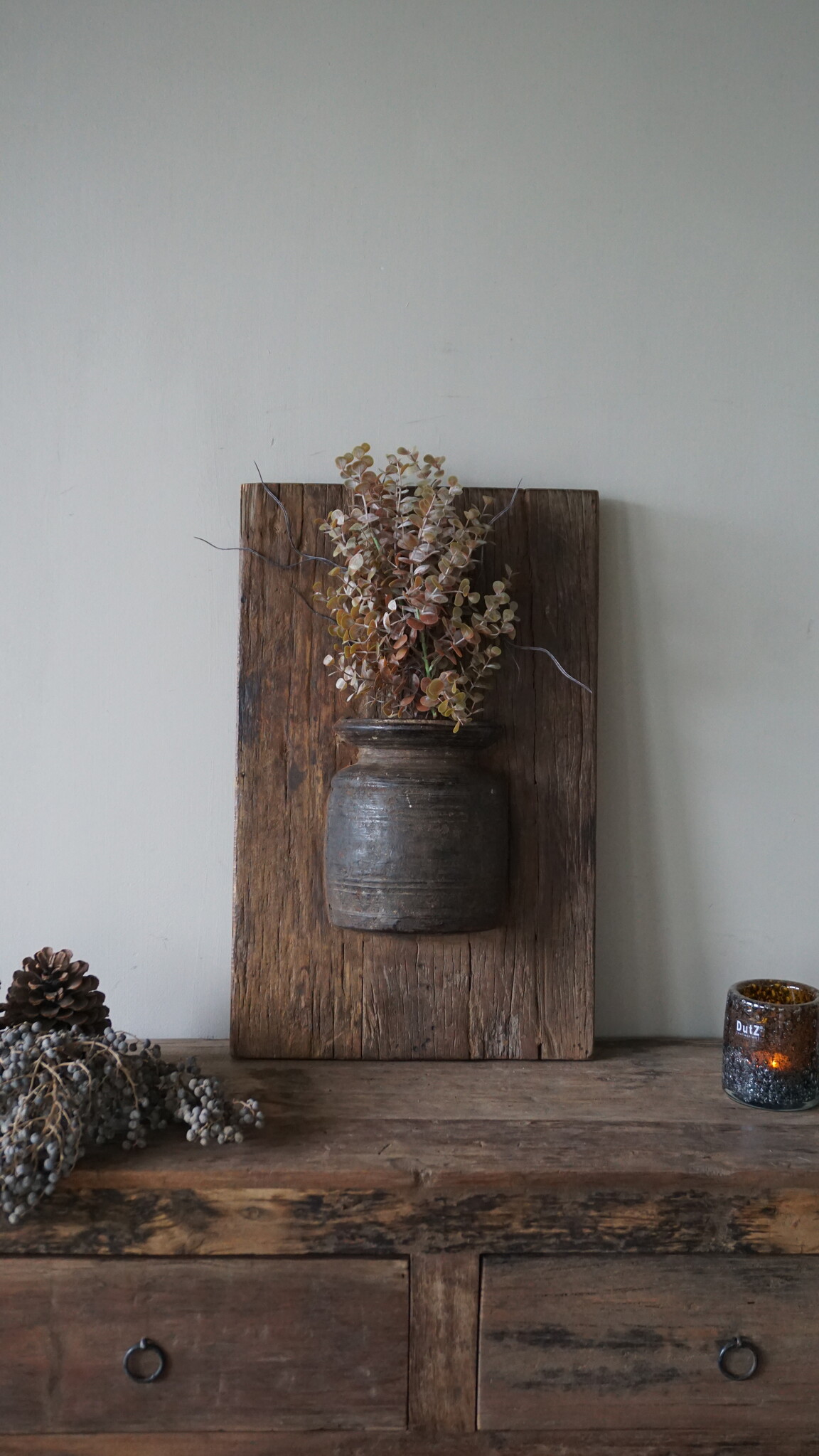 Rene Houtman Wandpaneel Met Vaas/Kruik | Houten Lijst | Nr 22 | H56xB35,5 cm