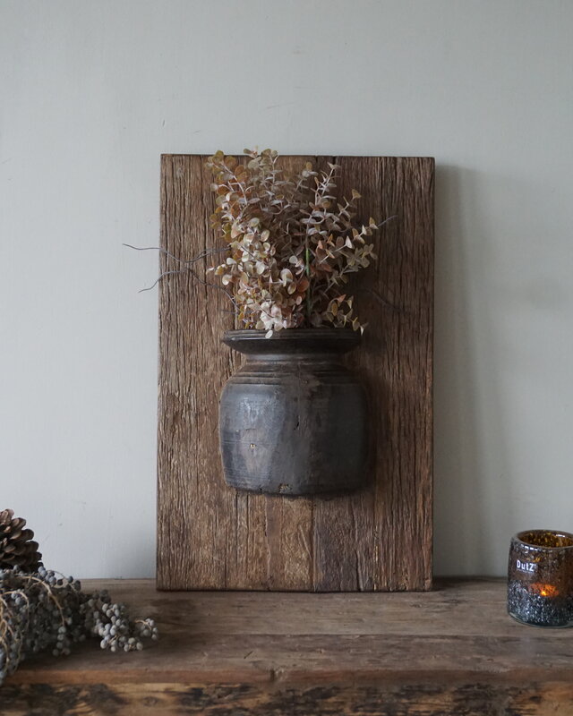 Rene Houtman Wandpaneel Met Vaas/Kruik | Houten Lijst | Nr 24 | H56xB35,5 cm