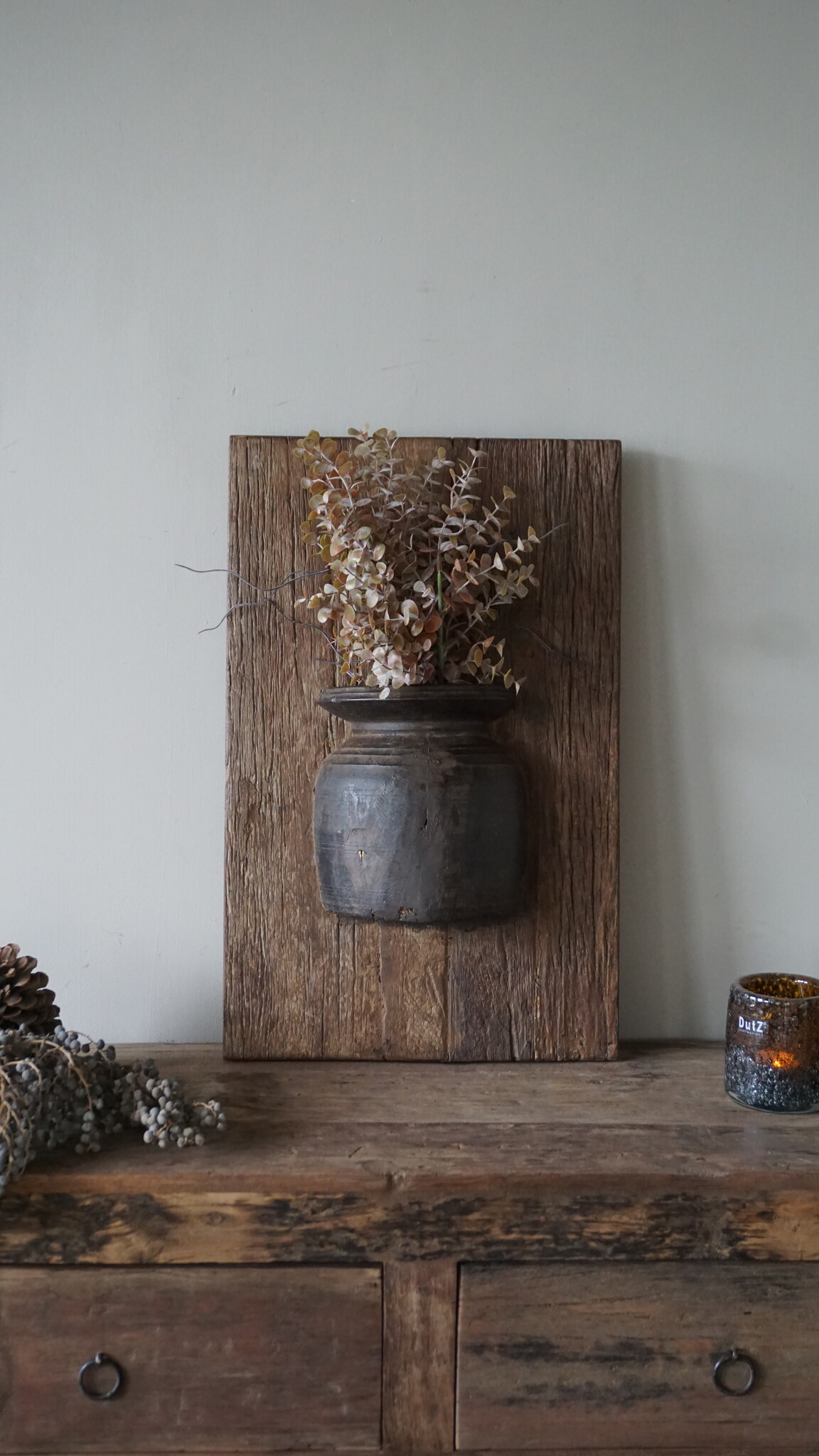 Rene Houtman Wandpaneel Met Vaas/Kruik | Houten Lijst | Nr 24 | H56xB35,5 cm