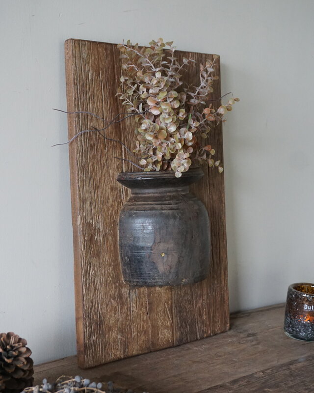 Rene Houtman Wandpaneel Met Vaas/Kruik | Houten Lijst | Nr 24 | H56xB35,5 cm