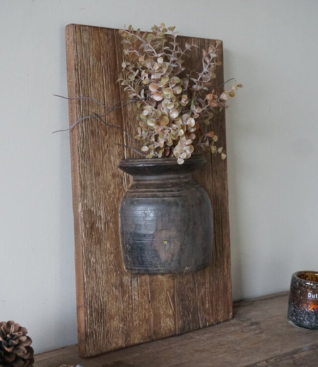 Rene Houtman Wandpaneel Met Vaas/Kruik | Houten Lijst | Nr 24 | H56xB35,5 cm