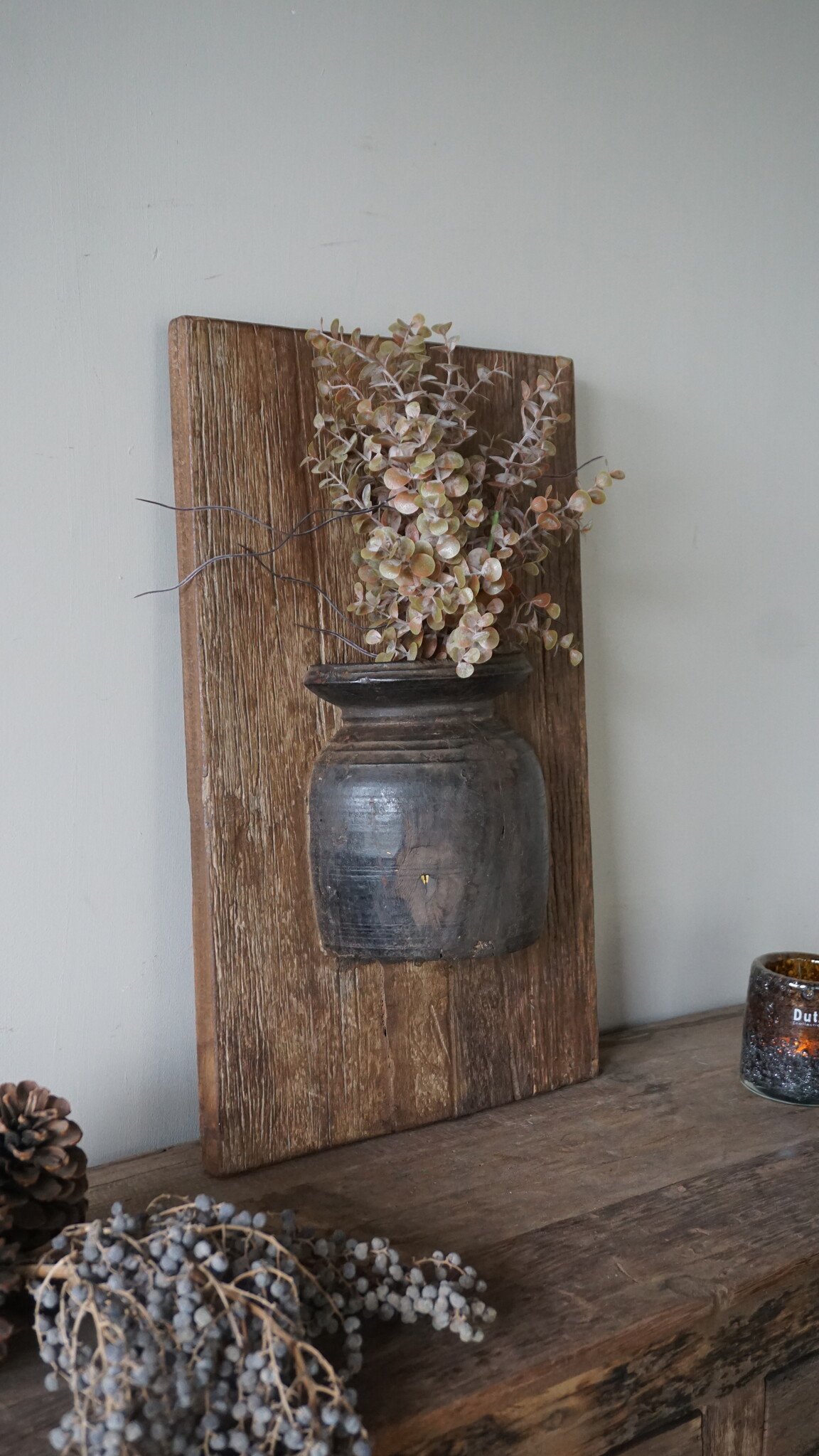 Rene Houtman Wandpaneel Met Vaas/Kruik | Houten Lijst | Nr 24 | H56xB35,5 cm