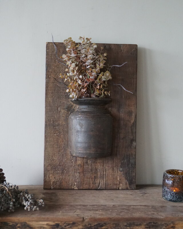 Rene Houtman Wandpaneel Met Vaas/Kruik | Houten Lijst | Nr 25 | H56xB35,5 cm