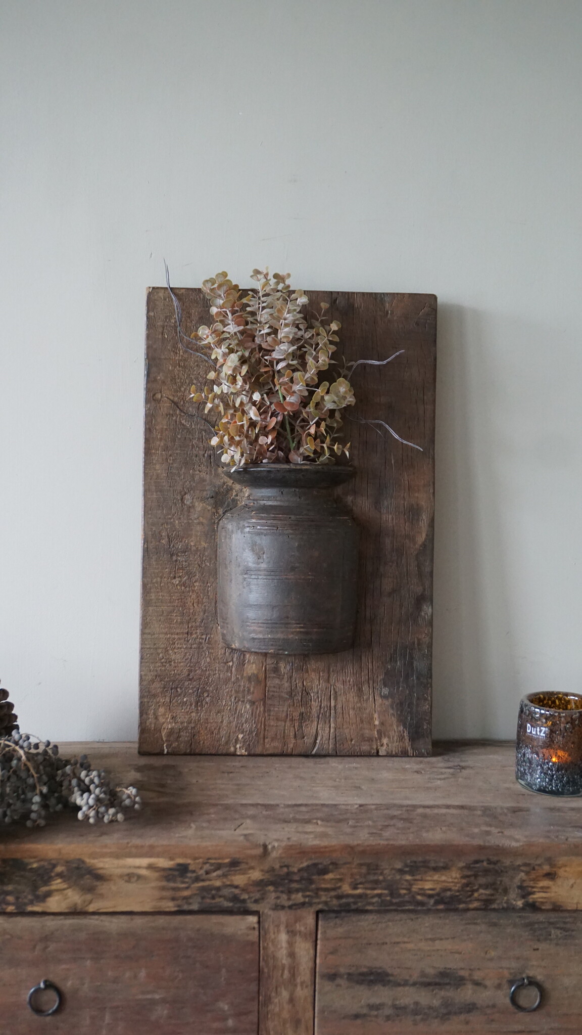 Rene Houtman Wandpaneel Met Vaas/Kruik | Houten Lijst | Nr 25 | H56xB35,5 cm