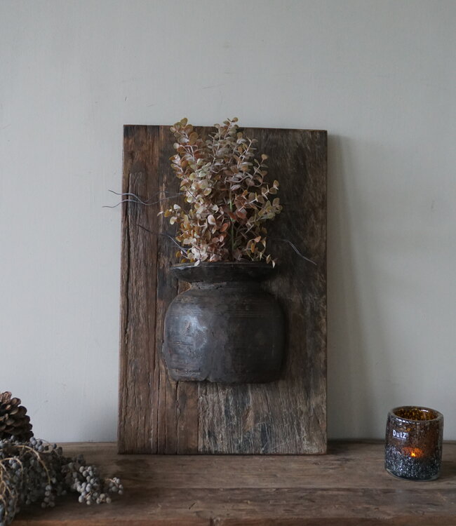 Rene Houtman Wandpaneel Met Vaas/Kruik | Houten Lijst | Nr 26 | H56xB35,5 cm