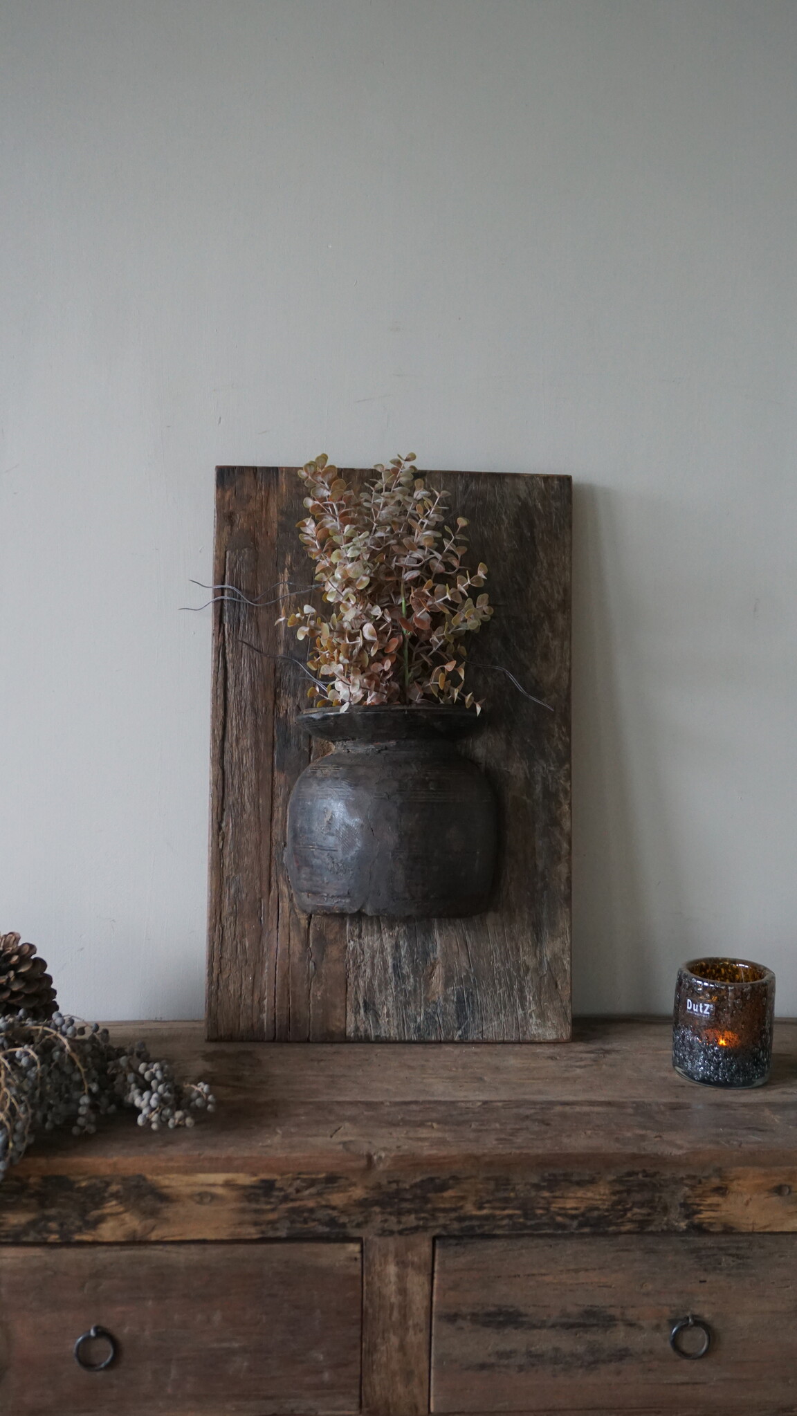 Rene Houtman Wandpaneel Met Vaas/Kruik | Houten Lijst | Nr 26 | H56xB35,5 cm