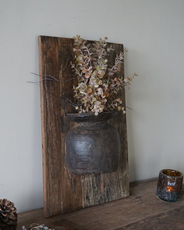 Rene Houtman Wandpaneel Met Vaas/Kruik | Houten Lijst | Nr 26 | H56xB35,5 cm