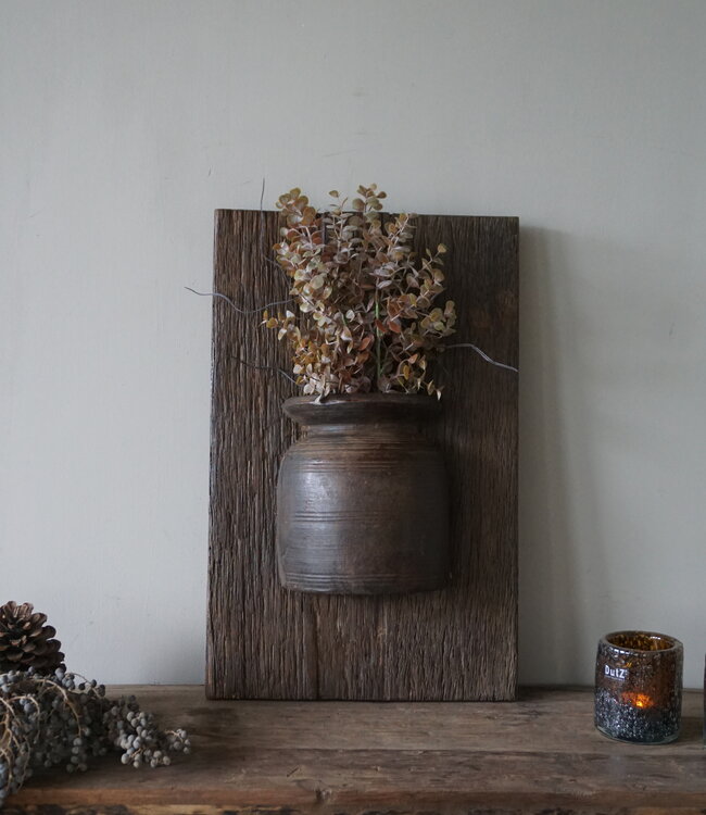 Rene Houtman Wandpaneel Met Vaas/Kruik | Houten Lijst | Nr 27 | H55,5xB35 cm
