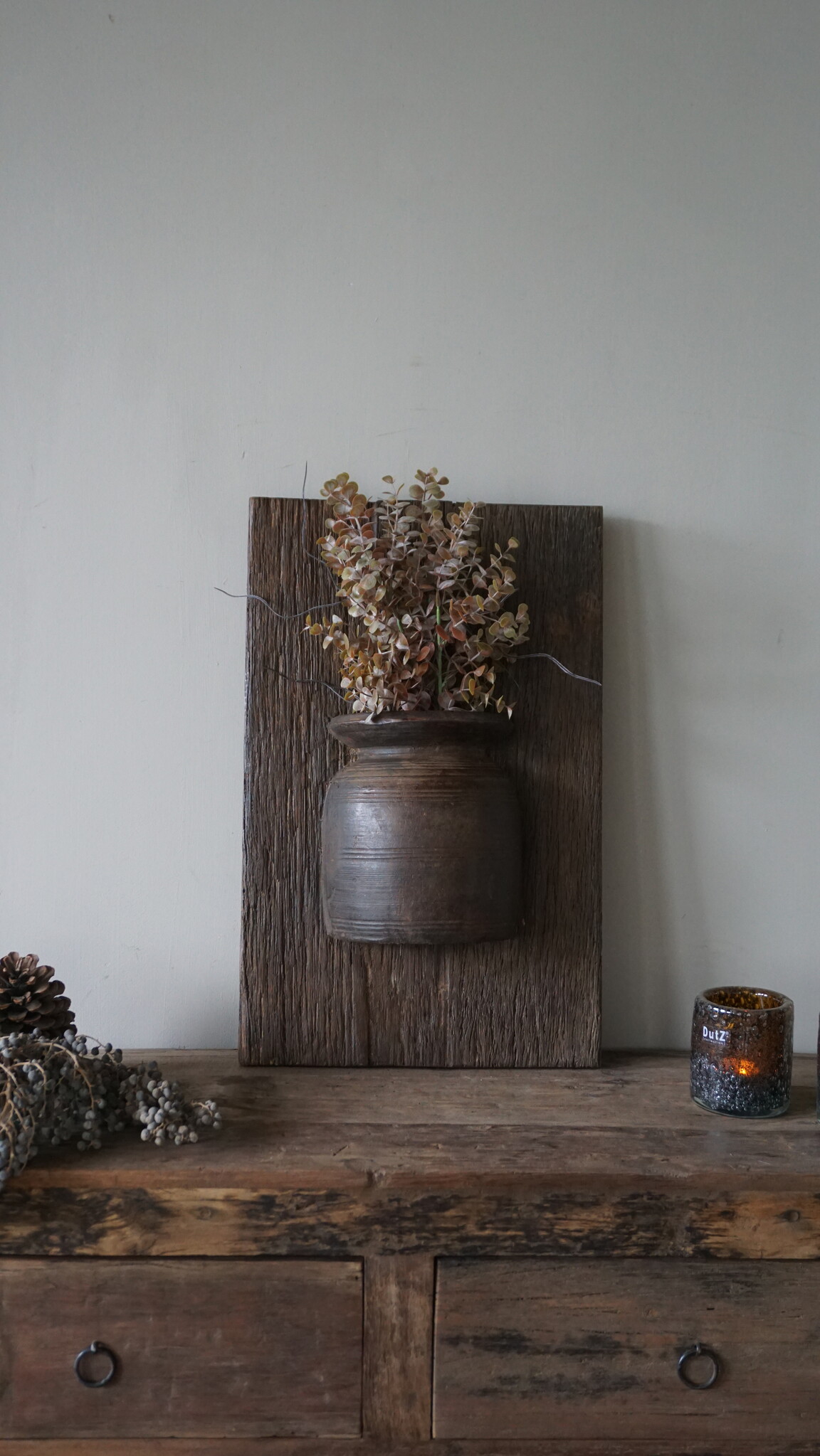 Rene Houtman Wandpaneel Met Vaas/Kruik | Houten Lijst | Nr 27 | H55,5xB35 cm