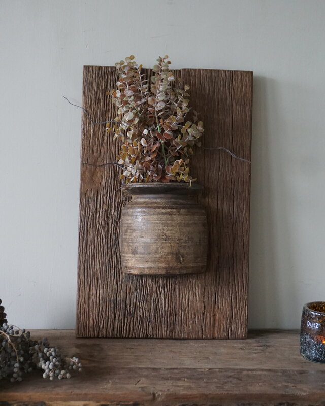Rene Houtman Wandpaneel Met Vaas/Kruik | Houten Lijst | Nr 29 | H56xB35,5 cm