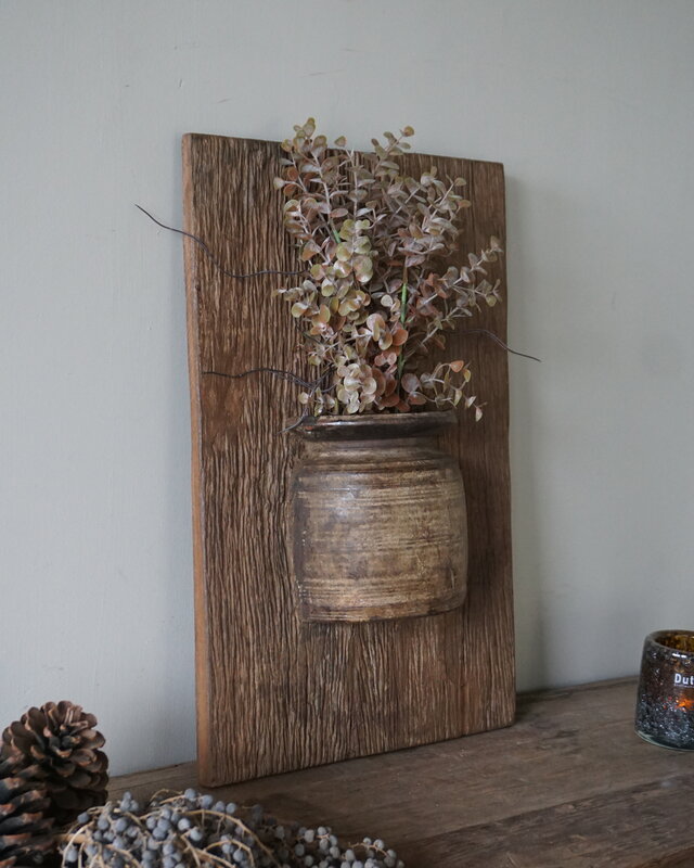 Rene Houtman Wandpaneel Met Vaas/Kruik | Houten Lijst | Nr 29 | H56xB35,5 cm