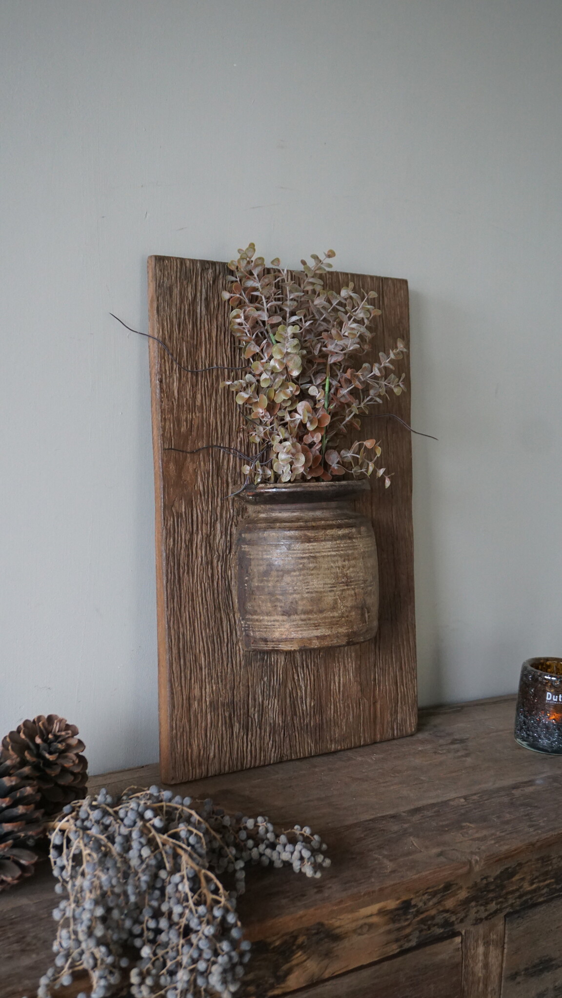 Rene Houtman Wandpaneel Met Vaas/Kruik | Houten Lijst | Nr 29 | H56xB35,5 cm