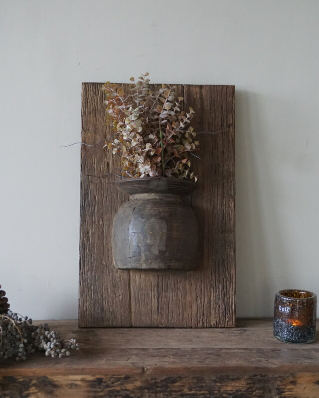 Rene Houtman Wandpaneel Met Vaas/Kruik | Houten Lijst | Nr 30 | H56xB35,5 cm