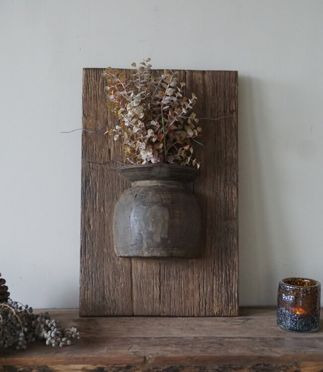 Rene Houtman Wandpaneel Met Vaas/Kruik | Houten Lijst | Nr 30 | H56xB35,5 cm