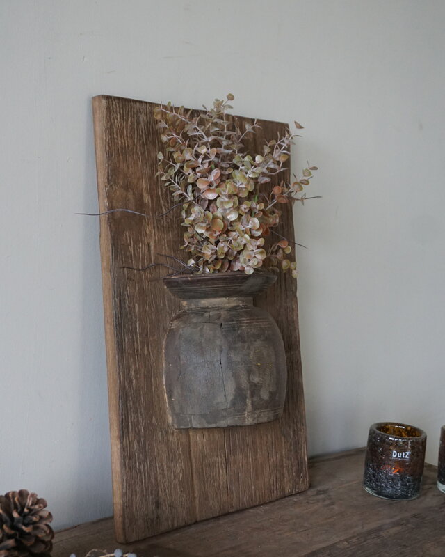 Rene Houtman Wandpaneel Met Vaas/Kruik | Houten Lijst | Nr 30 | H56xB35,5 cm