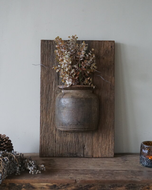 Rene Houtman Wandpaneel Met Vaas/Kruik | Houten Lijst | Nr 31 | H56xB35,5 cm