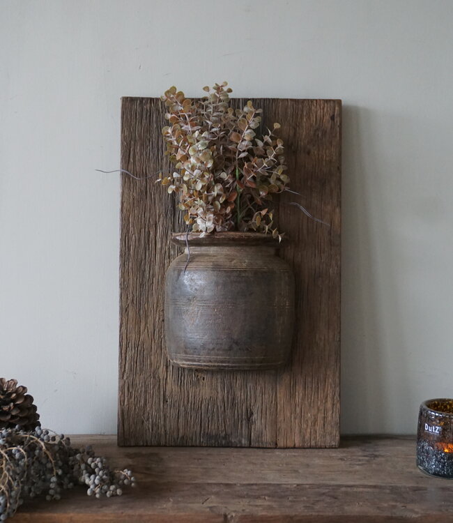 Rene Houtman Wandpaneel Met Vaas/Kruik | Houten Lijst | Nr 31 | H56xB35,5 cm