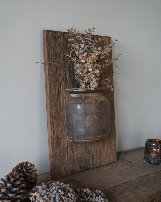 Rene Houtman Wandpaneel Met Vaas/Kruik | Houten Lijst | Nr 31 | H56xB35,5 cm