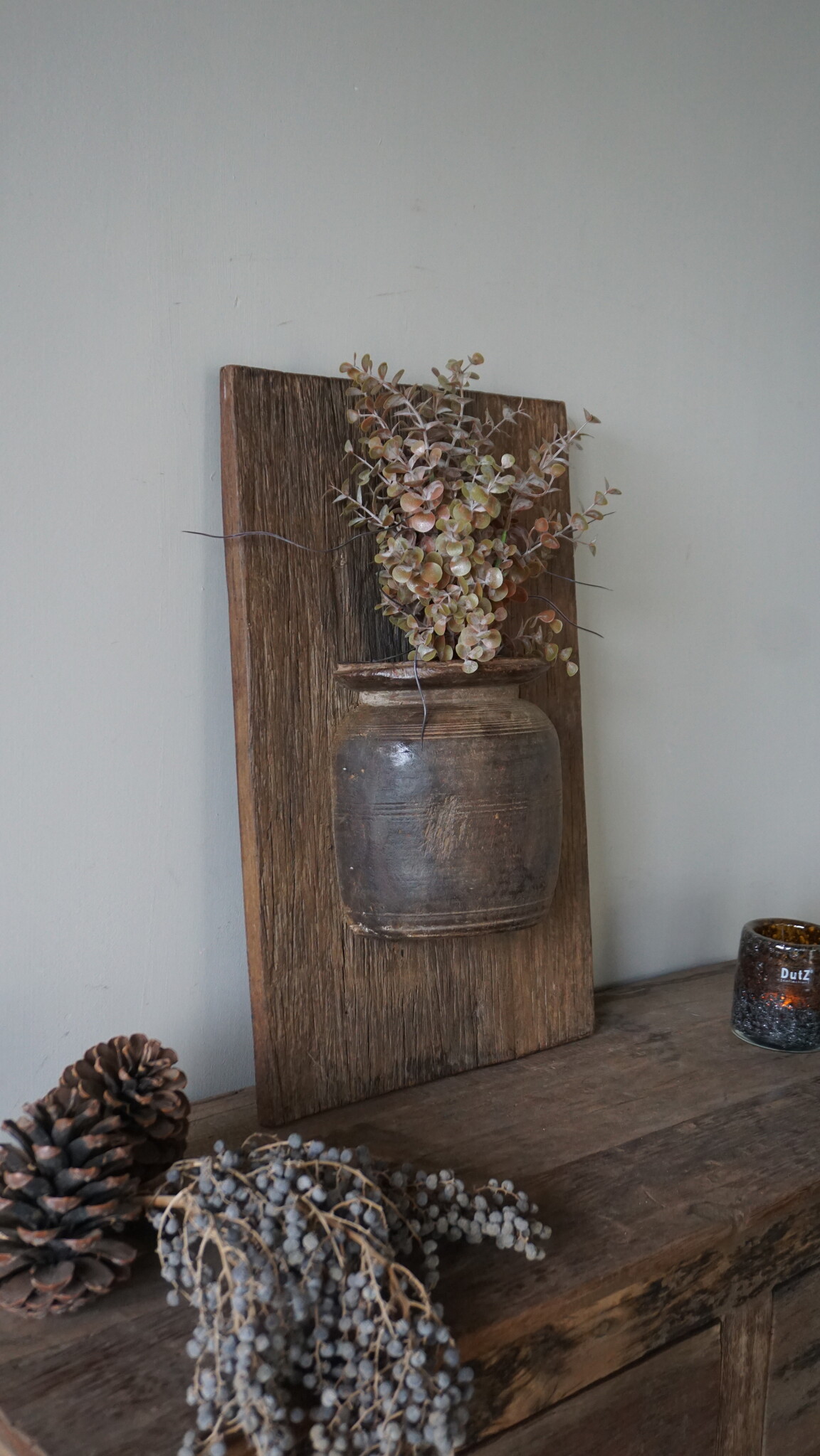 Rene Houtman Wandpaneel Met Vaas/Kruik | Houten Lijst | Nr 31 | H56xB35,5 cm