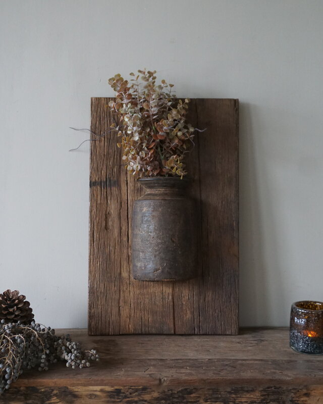 Rene Houtman Wandpaneel Met Vaas/Kruik | Houten Lijst | Nr 32 | H56xB35,5 cm